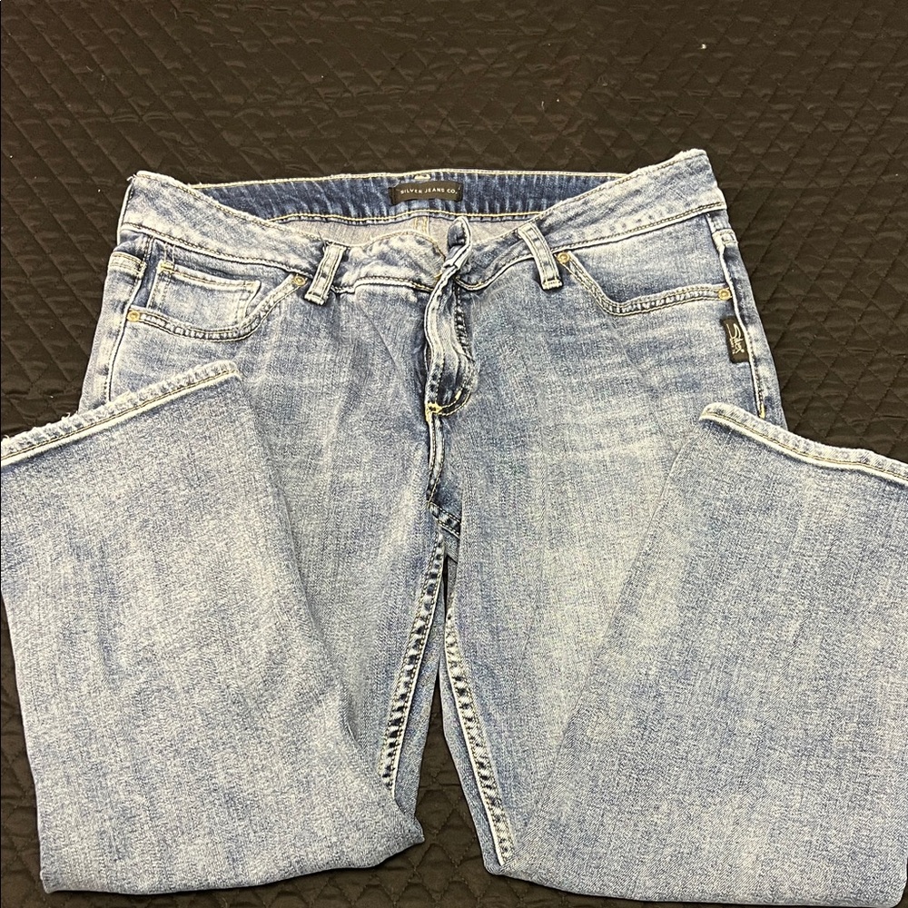 Silver Capri Jeans Classic Blue Straight Leg Women's Denim